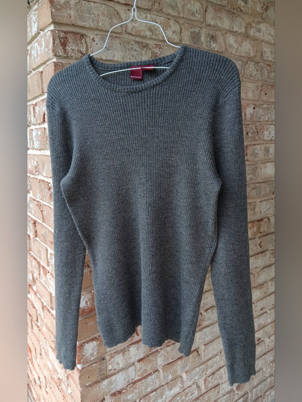 100% Merino Wool Ribbed Crewneck Sweater